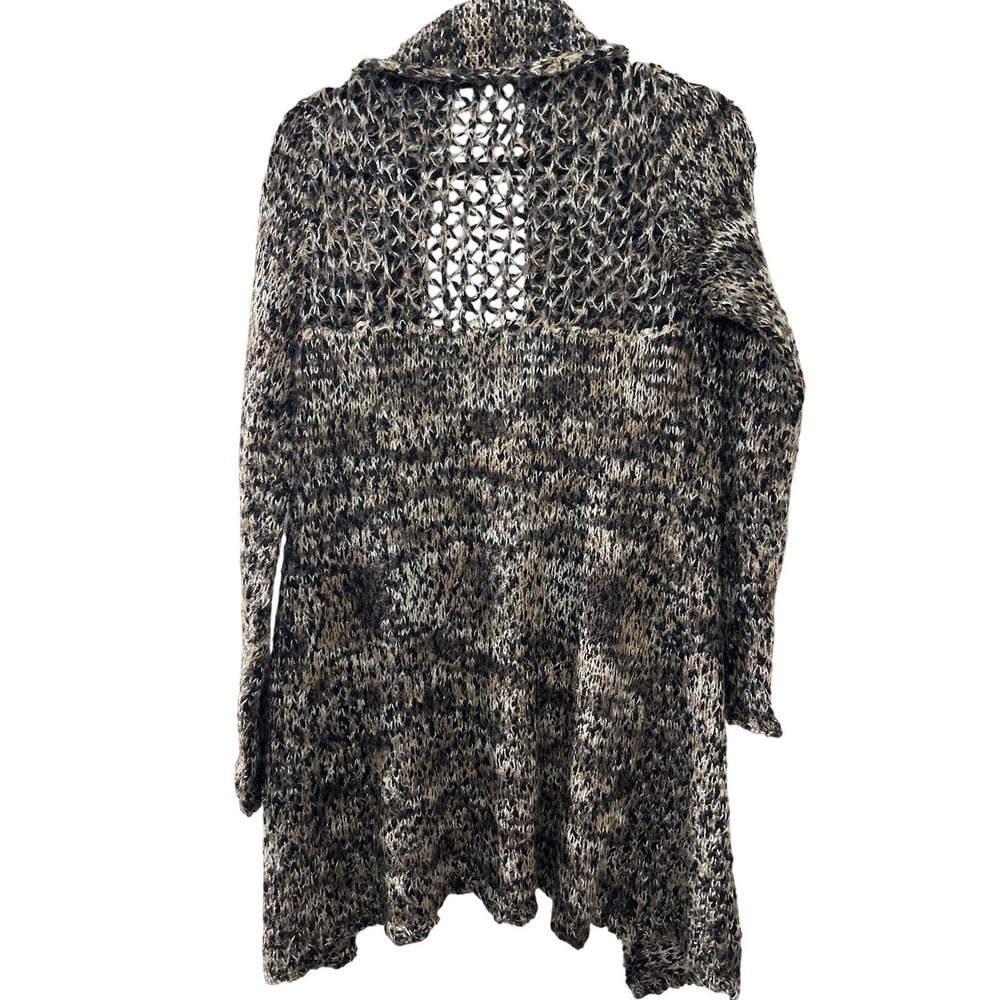 Cato Brown Black Space Dye Chunky Knit Open Front Cardigan Size M Longline - Picture 8 of 13